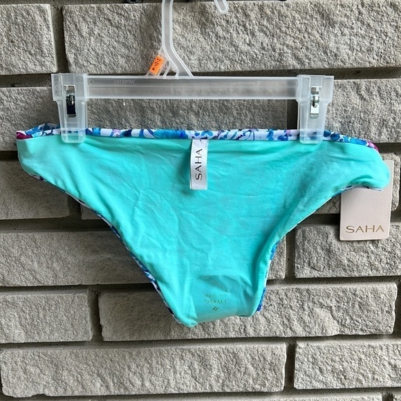 SAHA Rio Reversible Floral/Teal Bikini Bottom Size S - Picture 6 of 12